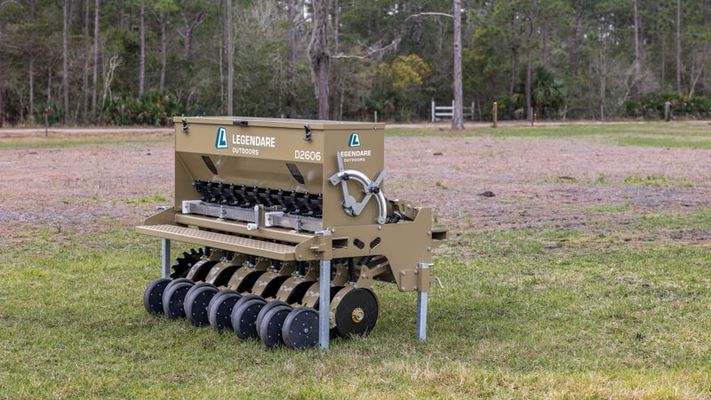 legendare seed drill on a field